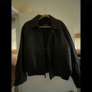 Black Leather Men’s London Fog Jacket L, genuine